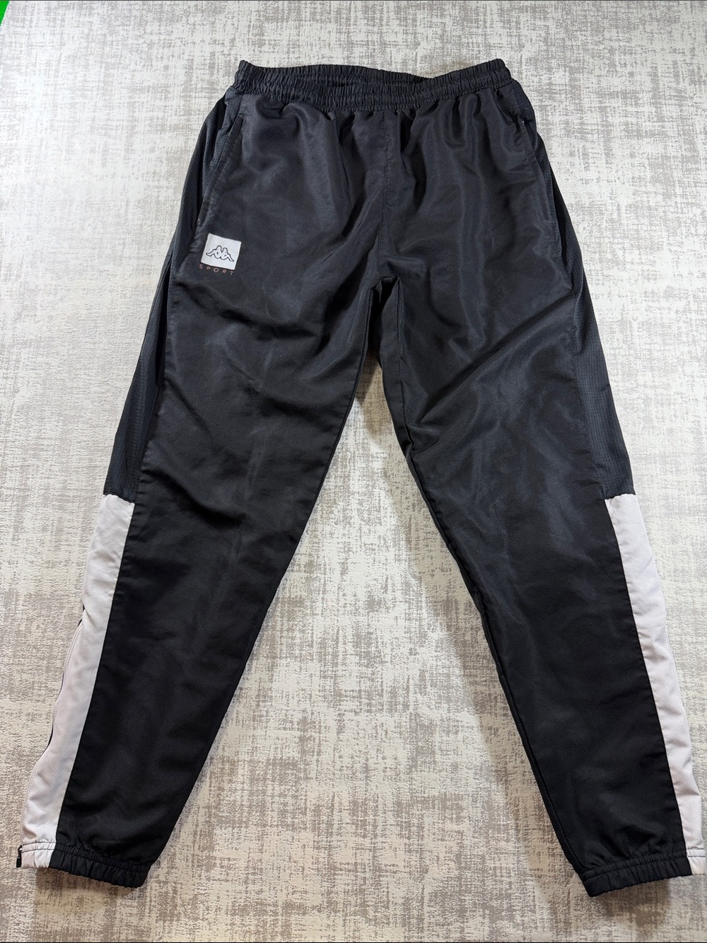 Vintage mens Kappa Black Joggers with White Side Stripes see description for sz